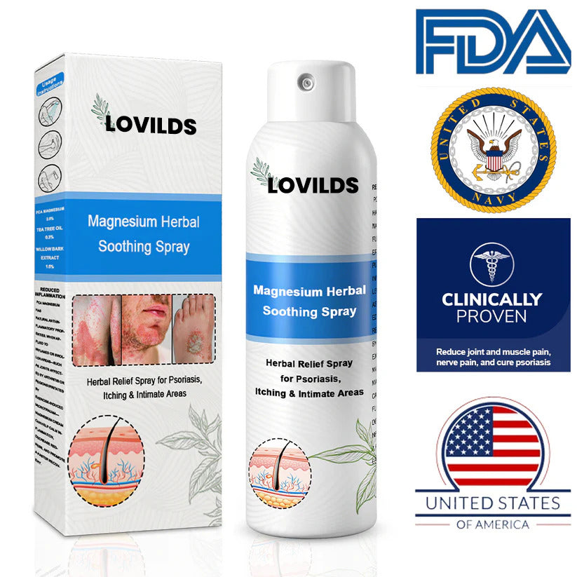 ✅ Official Store: LOVILDS® Magnesium Herbal Psoriasis Spray ⚕️ FDA Certified (Relieves psoriasis and eczema, improves bacterial infections in the genital area, treats acne and warts, relieves joint pain and neuropathic pain)