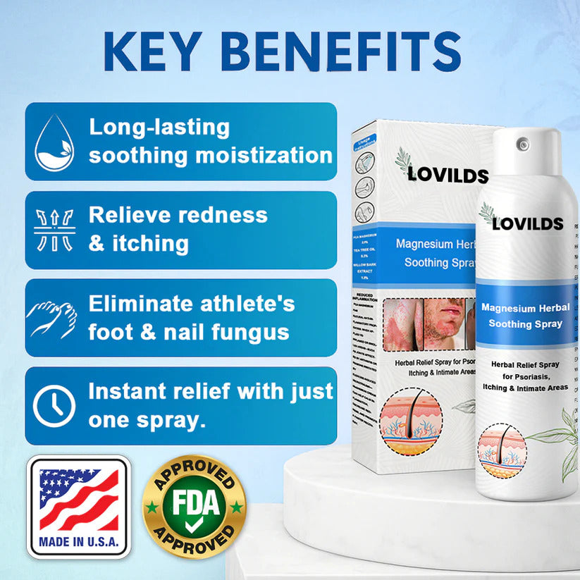 ✅ Official Store: LOVILDS® Magnesium Herbal Psoriasis Spray ⚕️ FDA Certified (Relieves psoriasis and eczema, improves bacterial infections in the genital area, treats acne and warts, relieves joint pain and neuropathic pain)